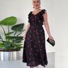 2024 Summer European & American Women's Sweet & Spicy Ruffle Sleeve Fruit Print Dress