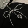 Bowknot Heart Bag Pendant Beaded Silver Bow Handbag Backpack Decoration For Bags Accessories AVE