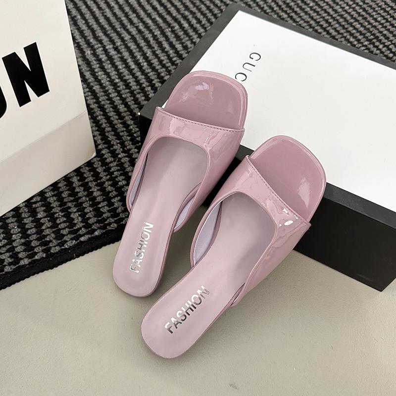 

2025Летние танкетки Низкий каблук Женские шлепанцы Модные с открытым носком Вечерние платья Слайды Уличные Слипоны Сандалии · 35 фиолетовый