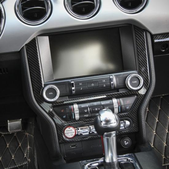Inner Central Control Panel Decor Cover Trim Carbon Fiber For Ford Mustang 2015+