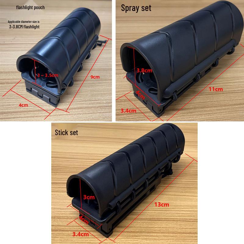 MOLLE-Compatible 360° Rotating Quick Draw Sheath for Baton, Tactical Flashlight, and Spray – Rubber Band Style