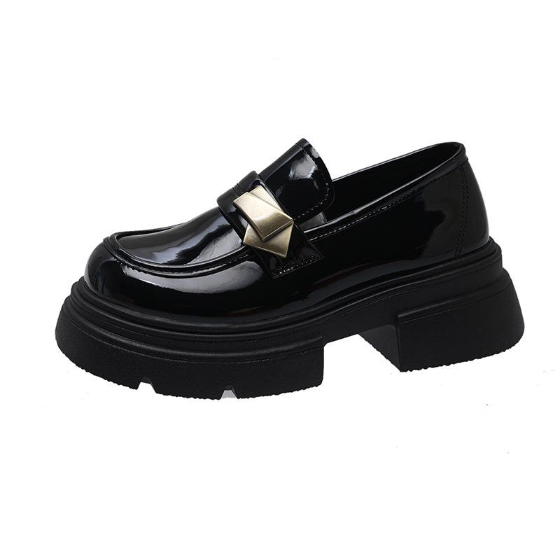 Black platform British style small leather shoes women's 2025 spring and autumn new retro Mary Jane one-pedal loafers single shoes
