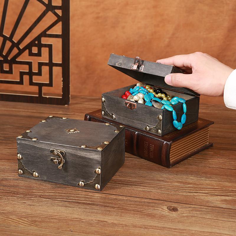 Vintage Girl Wooden Storage Box With Lid Jewelry And Organization Accessories