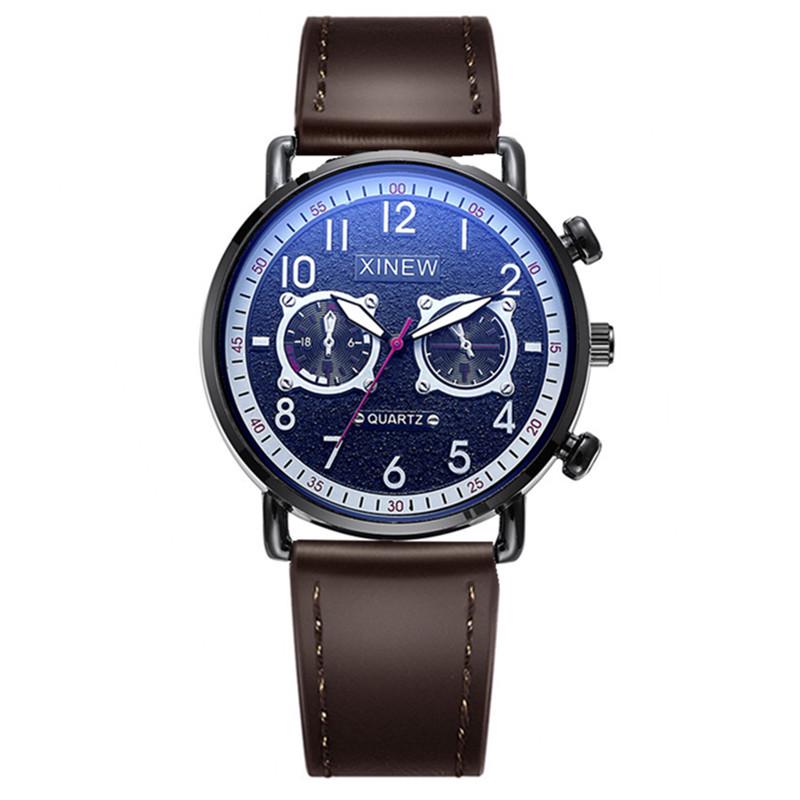 

XINEW Мужские повседневные модные кварцевые кожаные часы