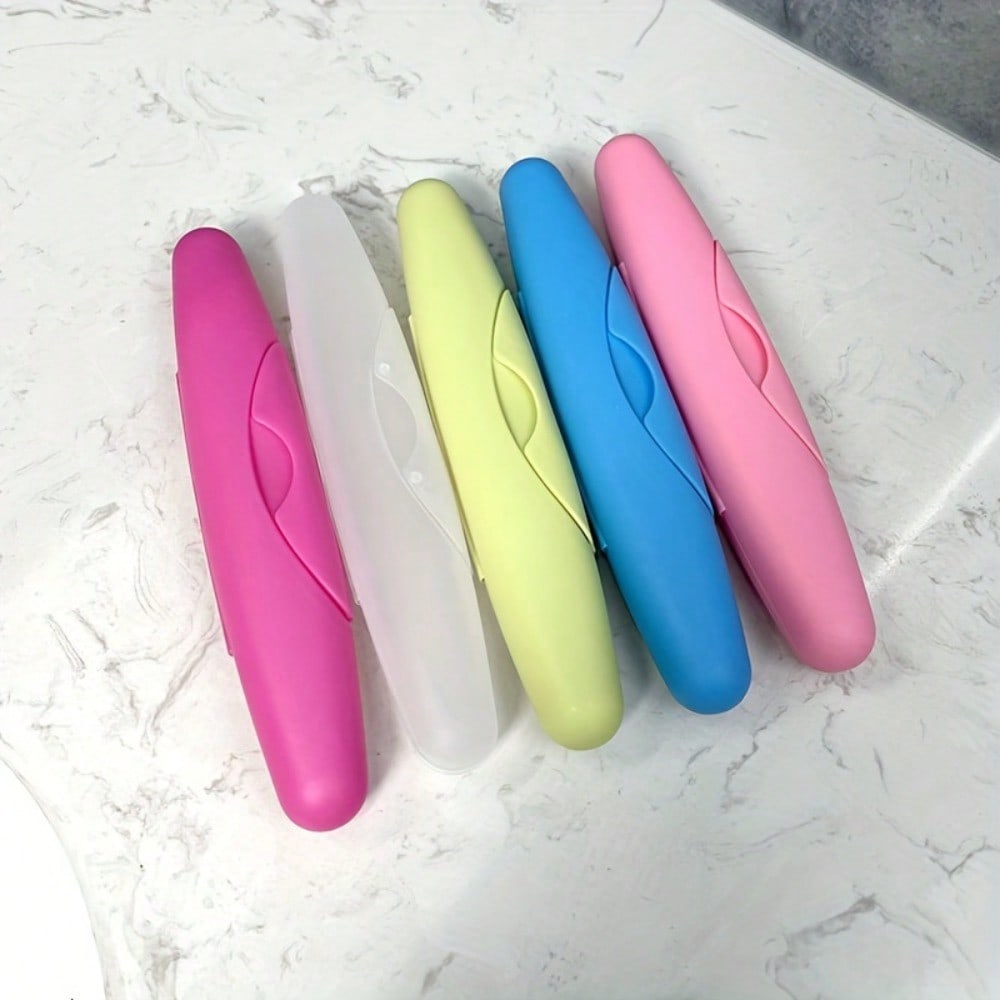 A Single Portable Toothbrush Case That Is Dust-Proof, Made Of Plastic, Designed For Daily And Travel Use, Suitable For Bathroom Storage