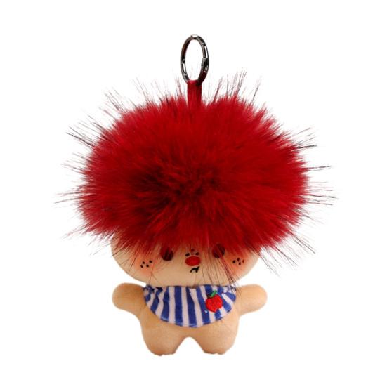 

Funny Plush Keychain Cute Bag Charms with Pom Pom Hair Soft Stuffed Keyrings