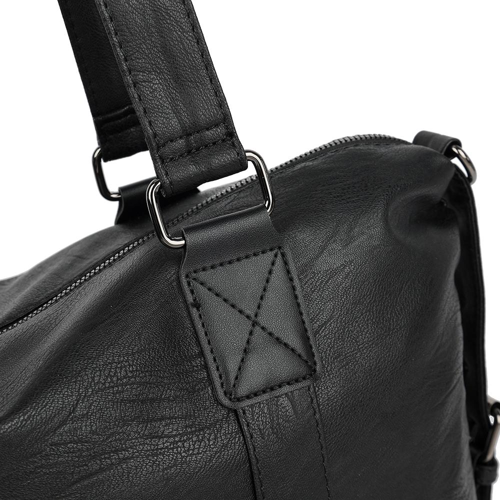 Kadınlar İçin Büyük Kapasiteli Siyah Omuz Çantaları Büyük Alışveriş Çantası Düz Renk Yumuşak Deri Çapraz Çanta Bayan Seyahat Tote Çantası