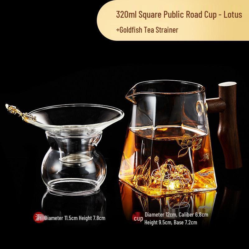 HANDUNYOU Heat-Resistant Glass Fairness Cup with Wooden Handle