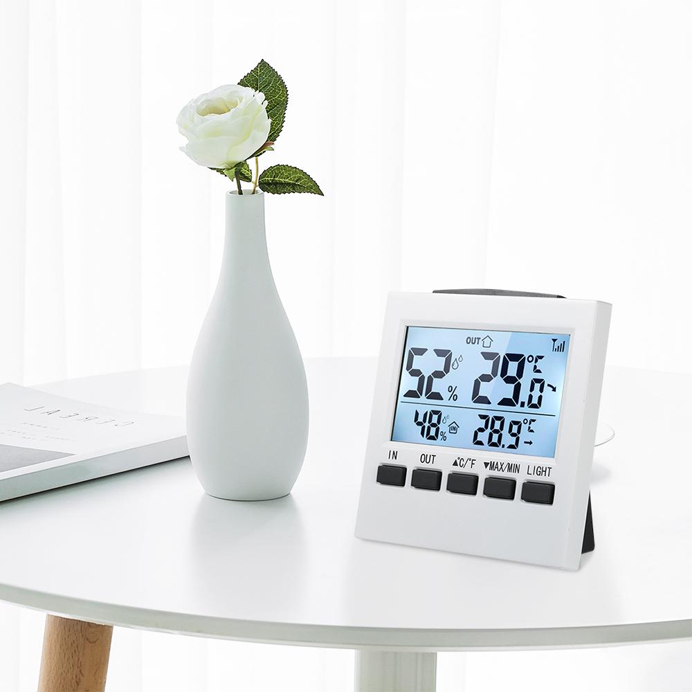 LCD digitalt trådløst innendørs/utendørs termometer Hygrometer Temperaturfuktighetsmåler