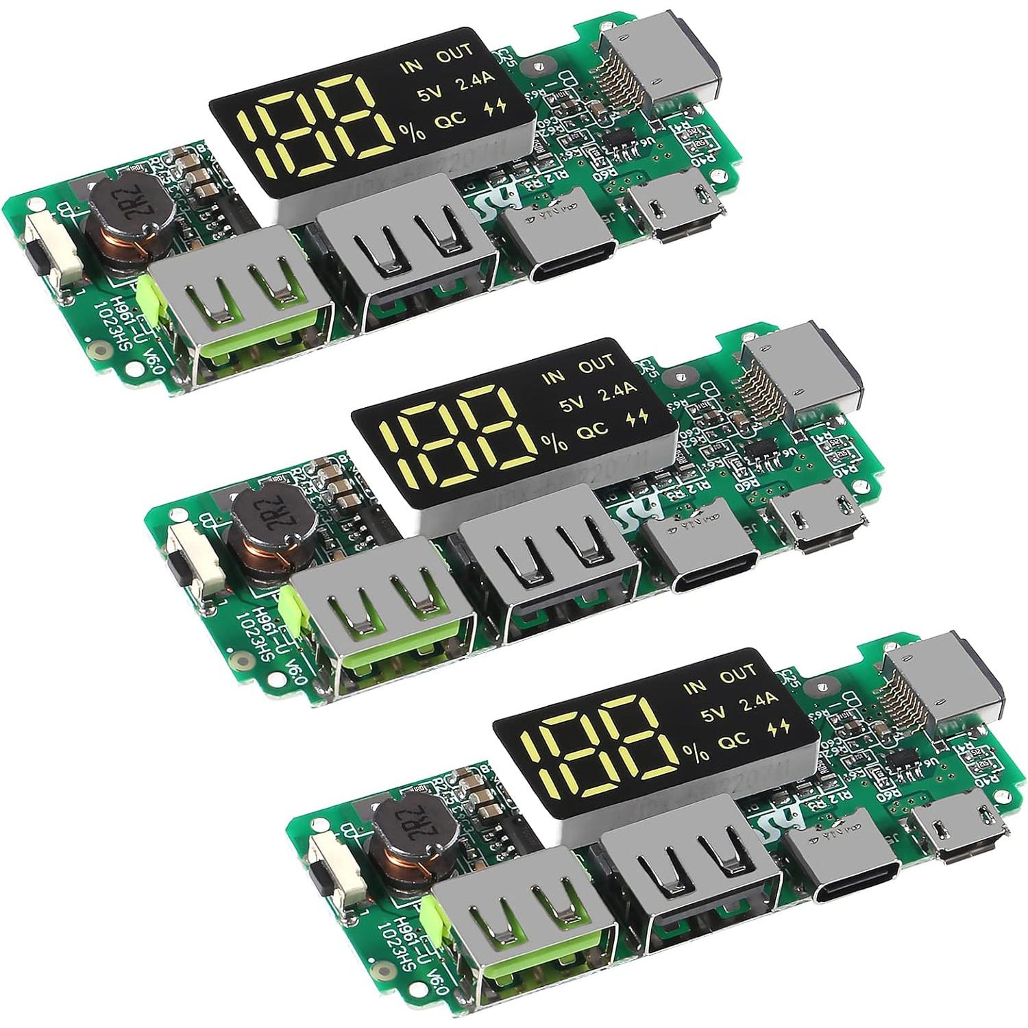 

Плата зарядного пристрою для літієвої батареї LED Dual USB 5V 2.4A Micro/Type-C USB Mobile Power Bank 18650 Схема зарядного модуля