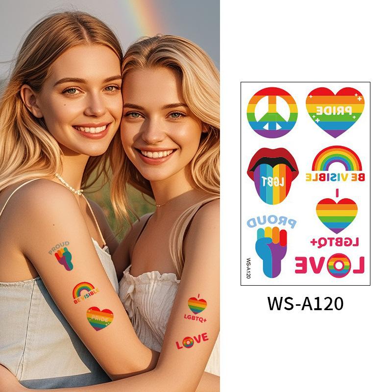 Rainbow Tattoo Stickers Love Color Prints Tattoo Rainbow Day Holiday Party Celebration Temporary Tattoo Stickers