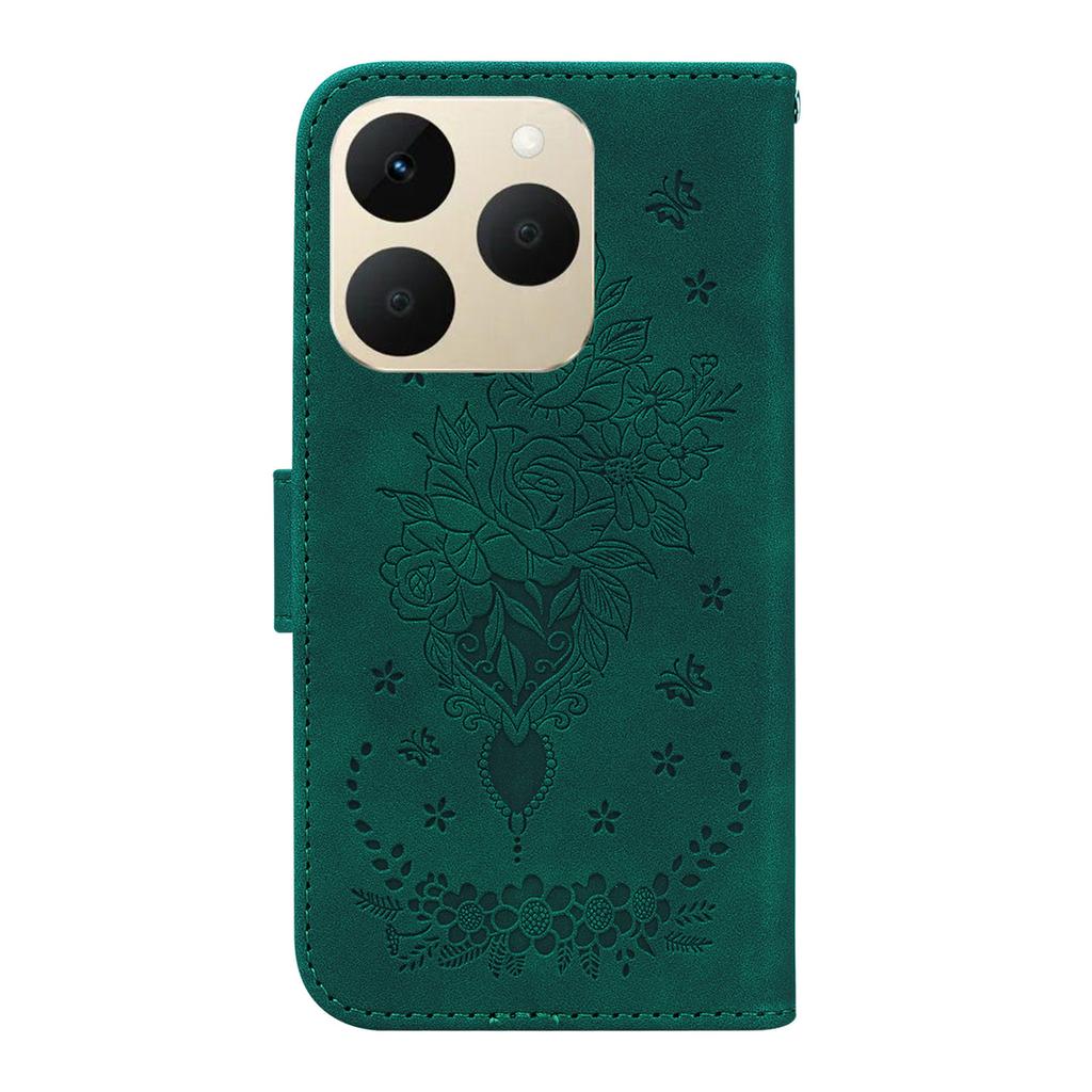 For Realme 15T 5G Case Butterfly Flower Imprint PU Leather Wallet Phone Cover with Strap