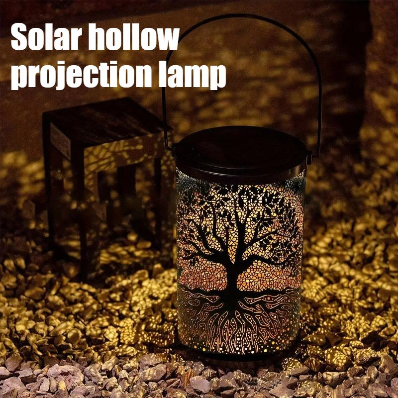 Hängende Solarlaterne Außen Wasserdicht Vintage Metall LED Großer Baum Dekorative Lichter Garten Hof Rasen Lichter