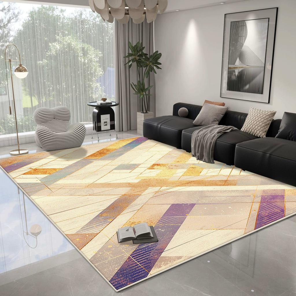 Modern Geometric Carpet Living Room Light Luxury Decoration Bedroom Non-slip Rug Easy Cleaning Lounge Plush Floor Mat Washable