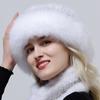 Hot Sale Rex Rabbit Fur Hats Scarf Set Elastic Knitted Winter Hat Women Genuine Warm Fur Caps Luxury Woman Fox Fur Bucket Hat