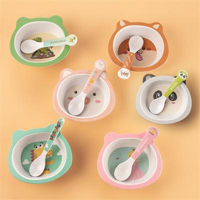 Bowl And Spoon Set Bowl And Spoon Combination Bamboo Fiber Childrens Bowl The Edge Of The Spoon Is Round And Smooth Tableware