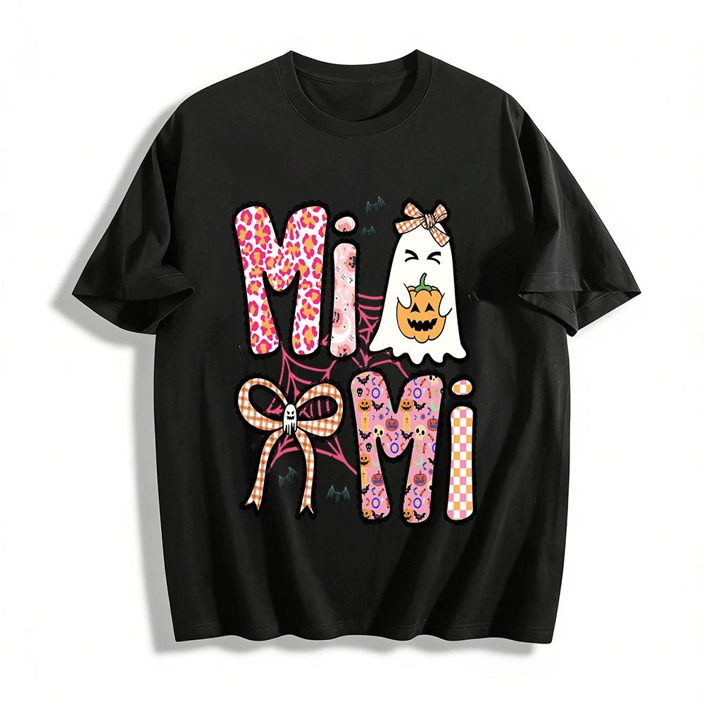 Halloween Cute Ghost Pumpkin MiaMi Print Family Matching Top Pure cotton T-shirt XXS