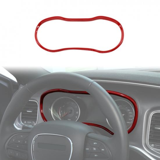 Red Dashboard trument Meter Odometer Box Trim Cover For Dodge Charger 2015+