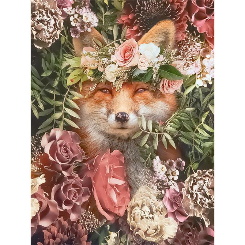 Full Round Drill 5D DIY Animals Tiger Diamond Painting Flower Fox Diamond Embroidery Cross Stitch Christmas Decoration