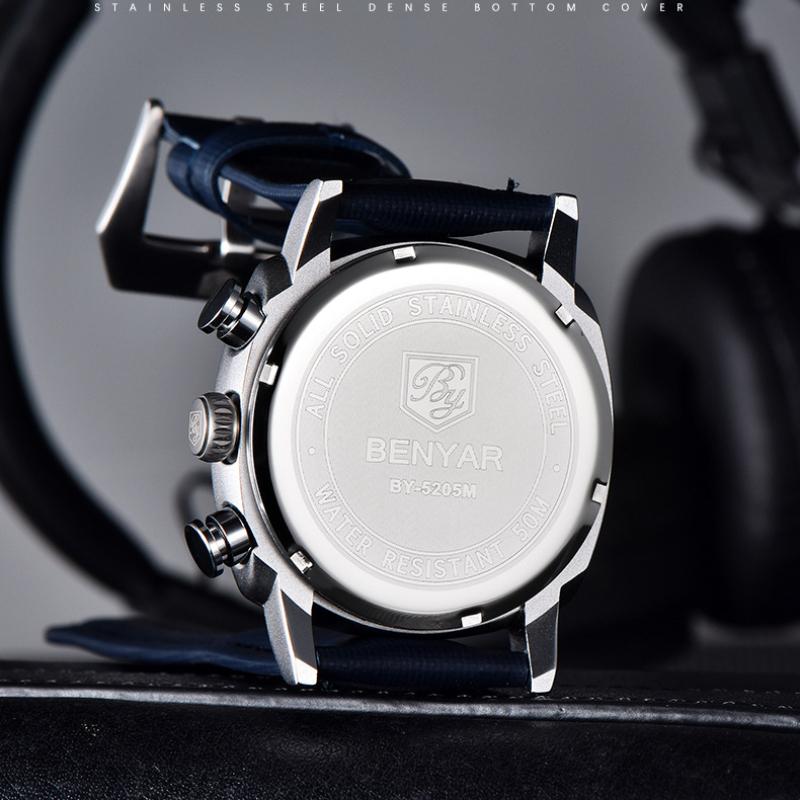BENYAR Men's Fashion Sports Multi Functional Waterproof Calendar Business Quartz Watch