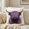 Turquoise Highland Cow Pillow Case Double-Sided Plush Sofa Cushion Covers Organic Breathable Invisible Zipper