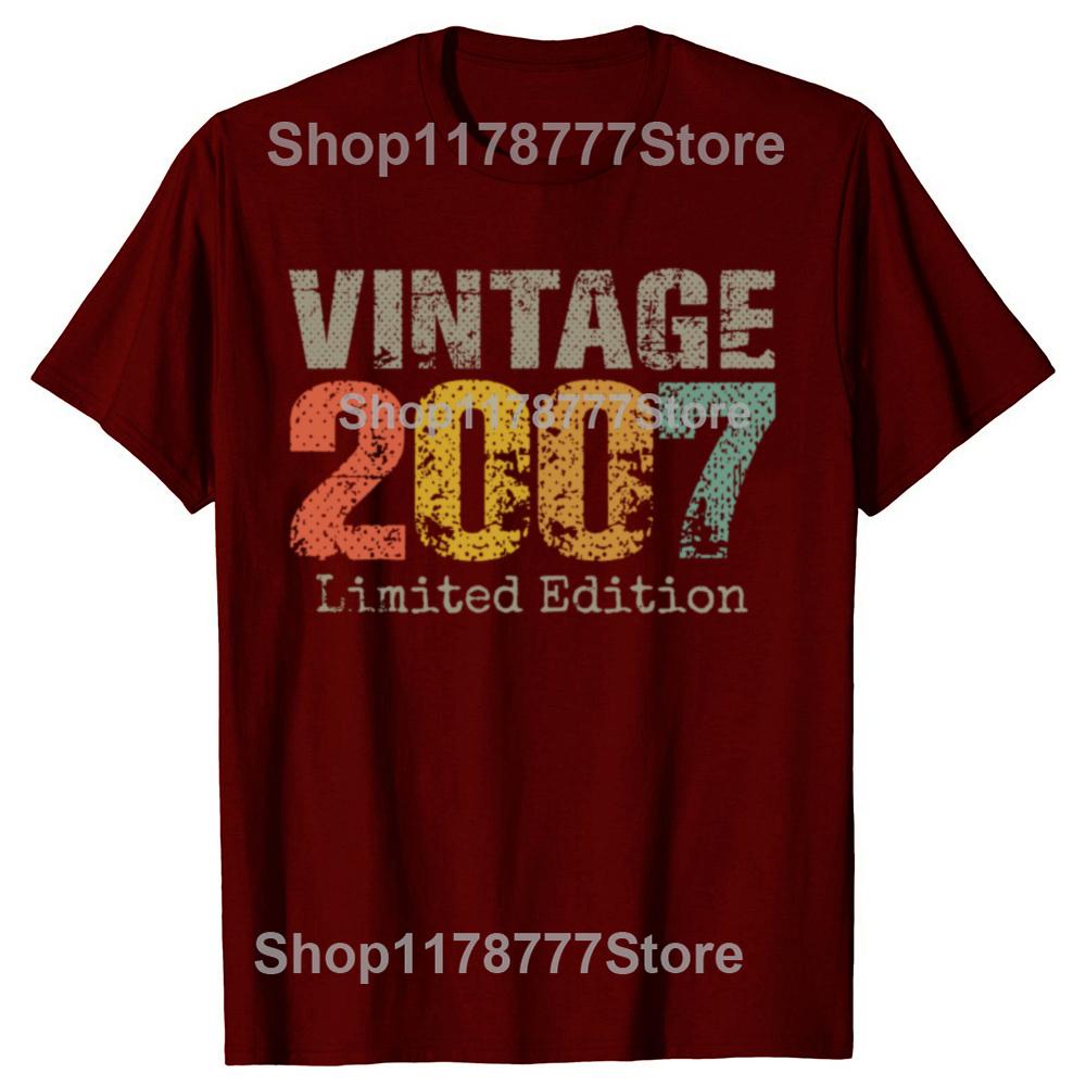18 Year Old Gifts Vintage 2007 Limited Edition 18th Birthday T Shirts Streetwear Mens Fashion Casual Loose Oversized T Shirt