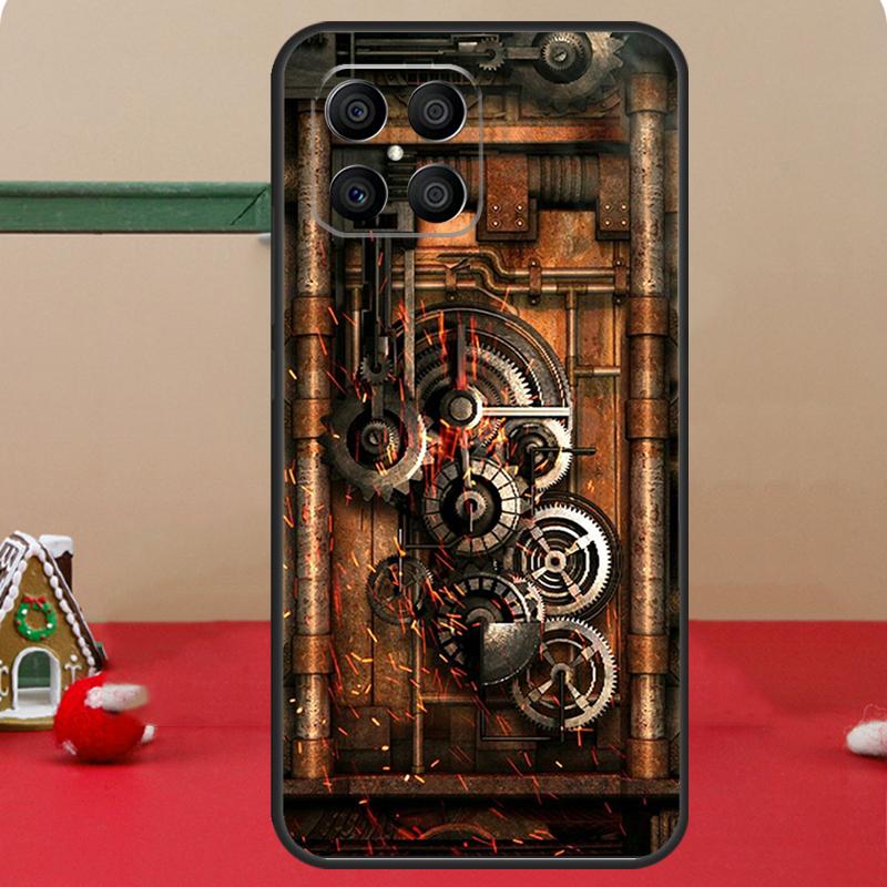 Steampunk Style Gears Levers Engine Case For Huawei P40 Lite P20 P30 P60 P Smart Z Nova 9 Honor X8 X9a 50 70 Magic 5 Pro Cover