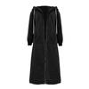 Loose Zip Long Cardigan Jacket Dame hettegenser Lang frakk med lomme
