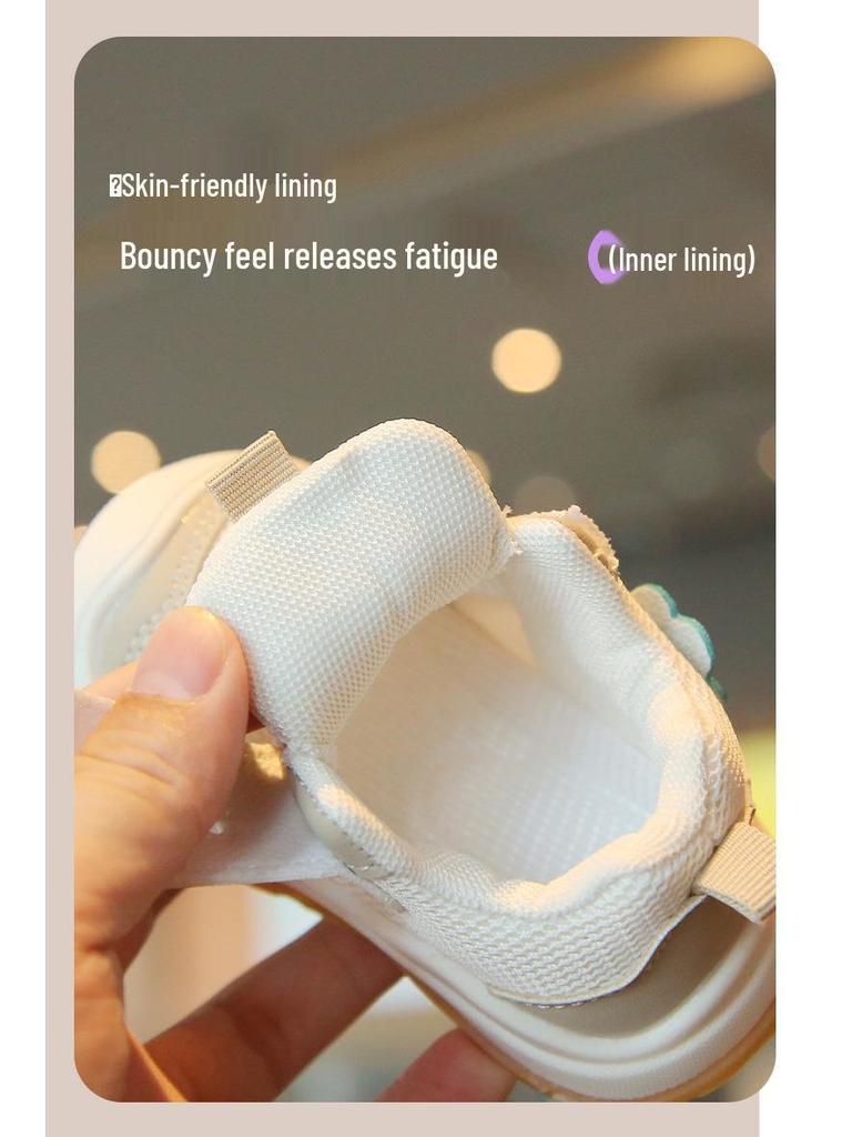 Breathable Mesh Baby First Walker Shoes - Soft Sole, Anti-slip, Cartoon Design, Velcro Closure for Boys and Girls, Spring/Autumn.