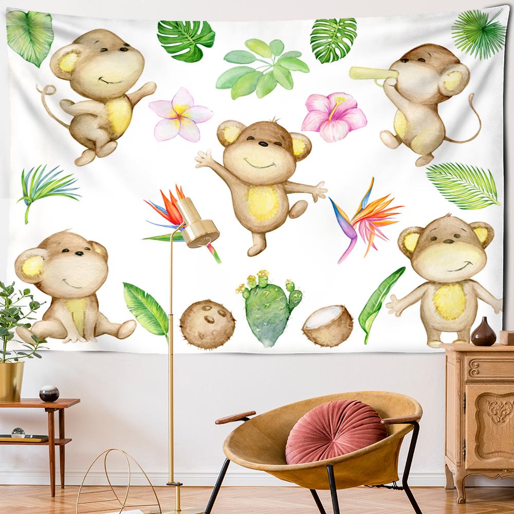 Lovely Animal Tapestry Cat Dog Monkey Hippie Wall Hanging Bedroom Living Room Dorm Home Boho Decor Witchcraft Mandala Tapestry