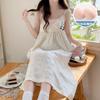 Suspender Nightdress Women's Summer Sleeveless Cloud Cotton Embossed with Chest Pad Removable Cute Sweet New Pajamas Skirt