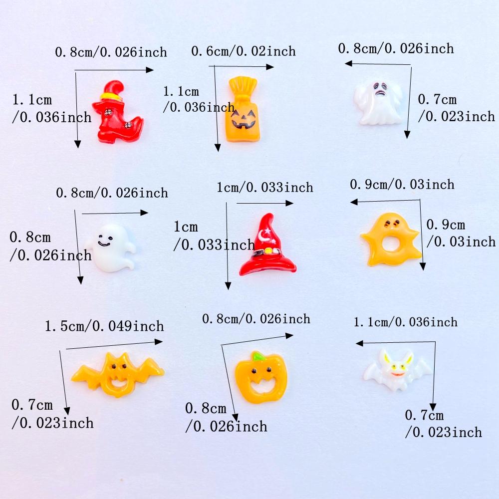 50Pcs New Cute Resin Cartoon Mini Halloween Collection Flat Back Parts Embellishments For Hair Bows Accessories