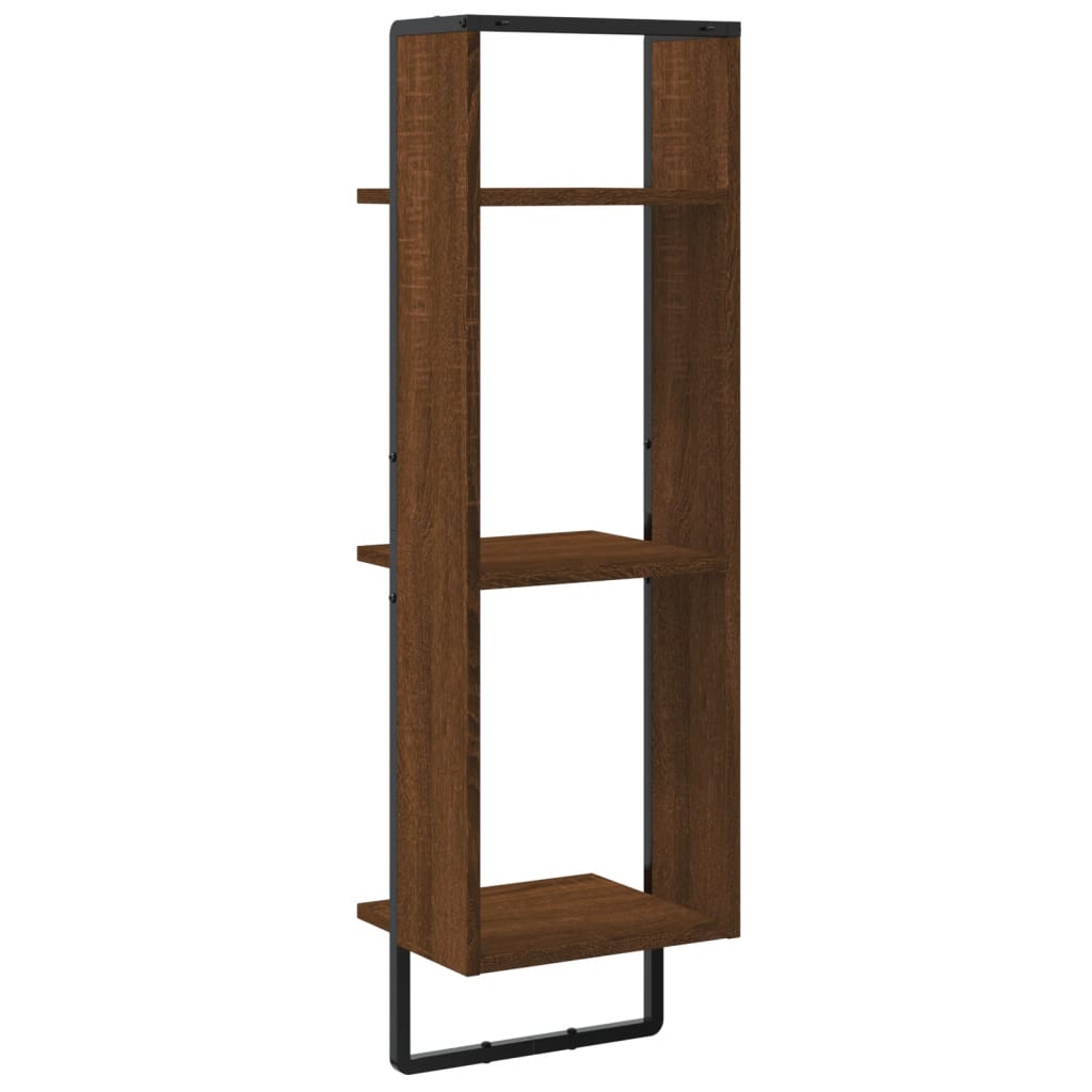 Wall Shelf 3 Tier Brown Oak Effect 30 x 25 x 100 cm Wood Based Material