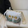 Taste Women's Bag Personalized Diamond Square Bag Tide 2025 New Fashion Owl Messenger Fringed Bag