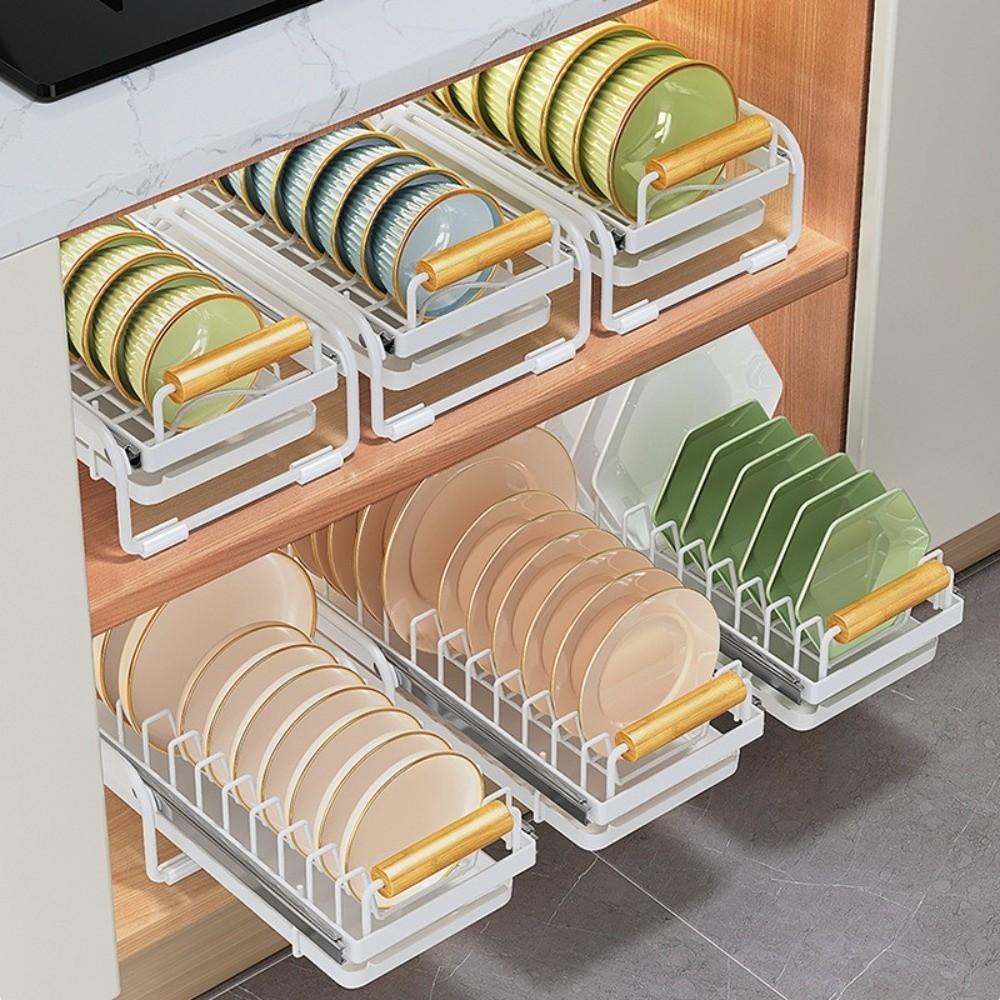 Single Tier Dish Drying Rack Wear Resistant Metal Under Sink Rack Multifunctional Anti-Slip Dish Drainer Storage
