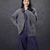 Fake Two-piece Denim Splicing Knitted Cardigan Autumn and Winter New Loose Large-size Lapel Sweater Jacket Women