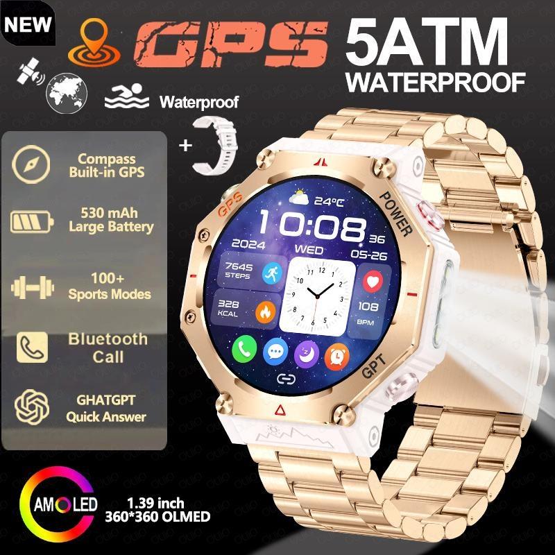 2026 Outdoor Sport Smart Watch GPS Built-in Dual-band GNSS Compass Waterproof Military AI Assistant Sport Smartwatch Men Woman