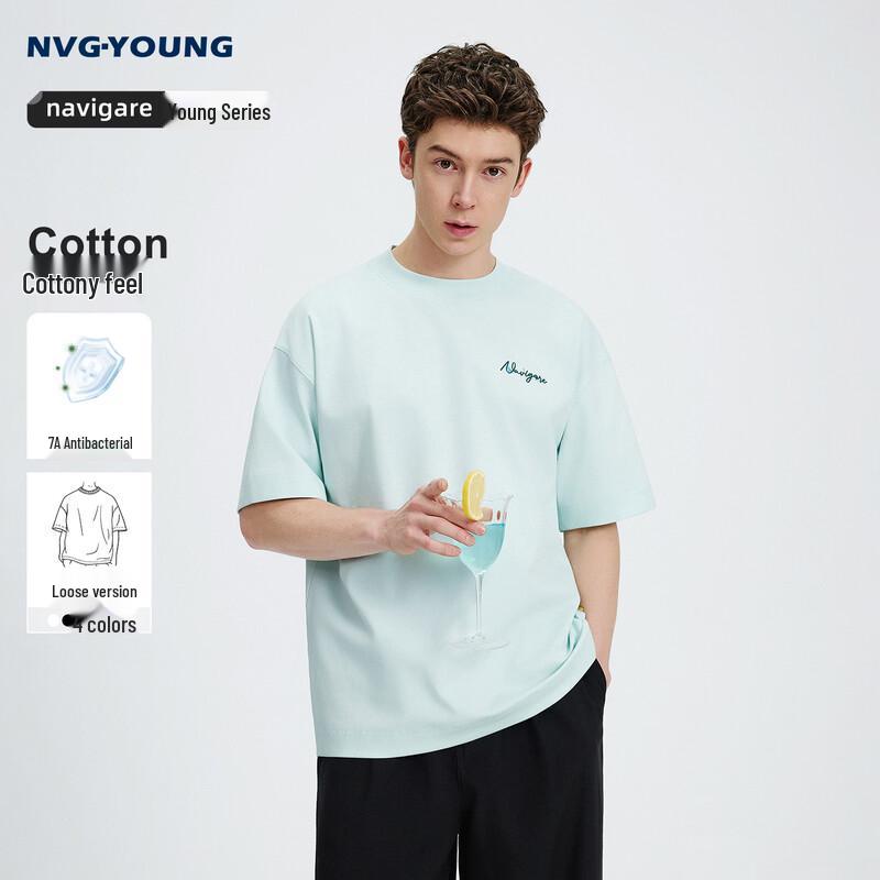 NVG·YOUNG Unisex 7A Antibacterial Crewneck Letter T-Shirt
