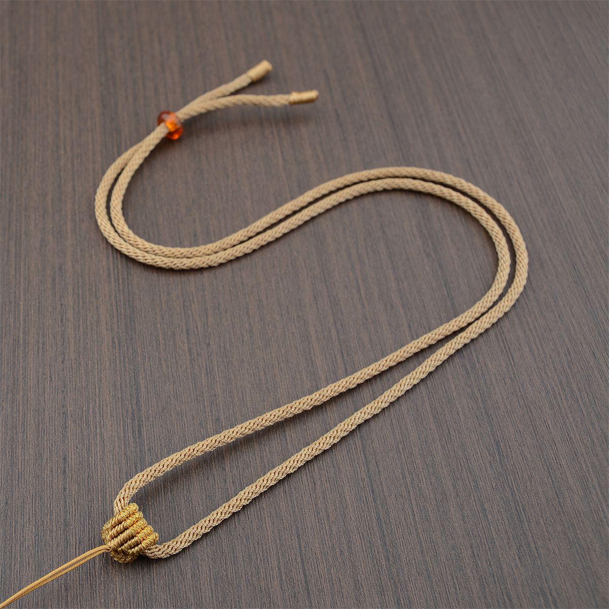 Adjustable Braided Cord Pendant Necklace with Jade Agate