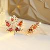 Atmospheric Hollow Maple Leaf Earrings Vintage-style, Lightweight, and Luxurious Women’s Earrings Featuring a Versatile Garnet-red Cubic Zirconia