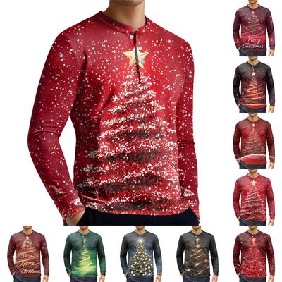 Herren Casual Button-Down Sweatshirt Mode Bedrucktes Langarmshirt Pullover