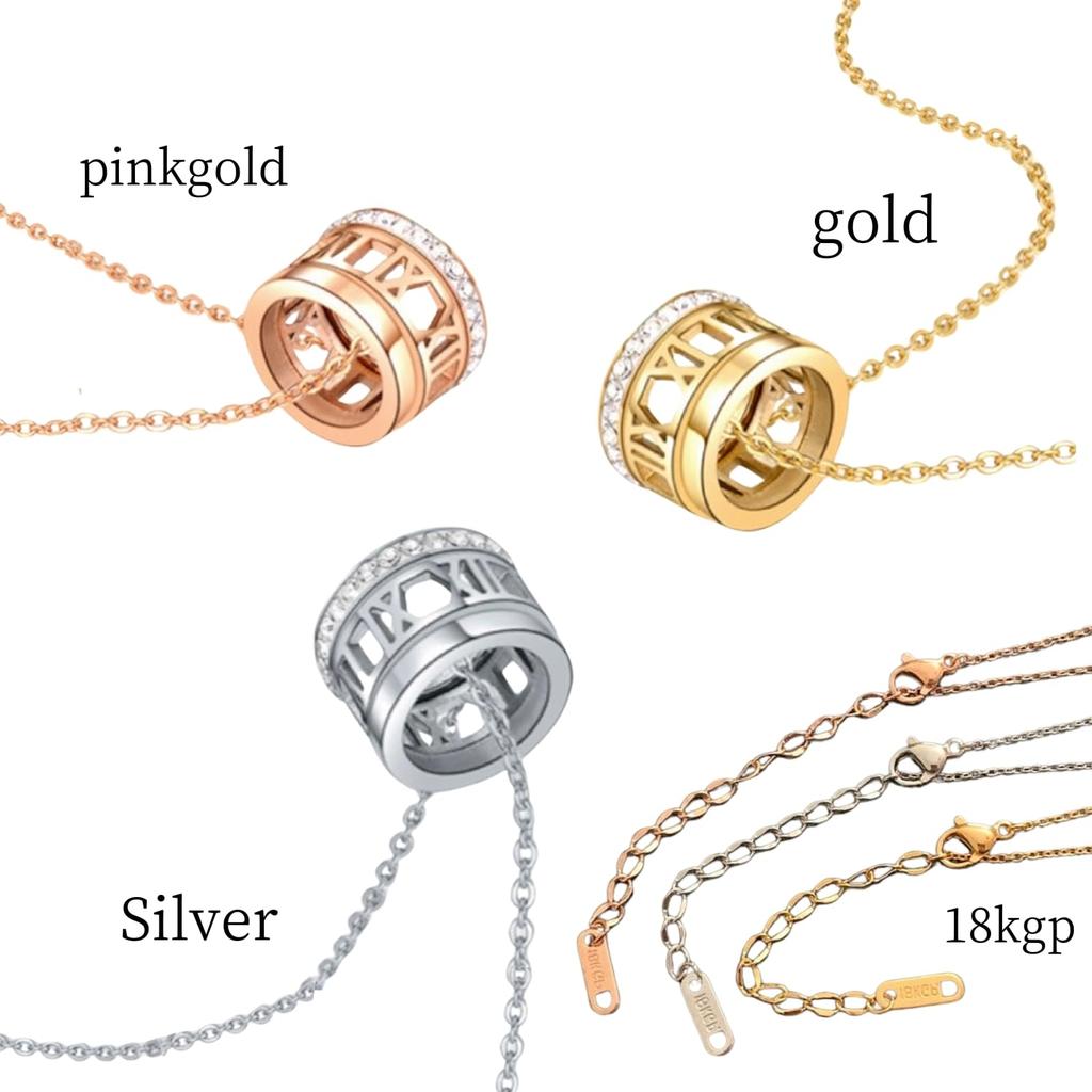 Roman Numeral Always For Women and CZ Diamond Roman Surgical Stainless Silver [Galant] Necklace, Wear, Men, Simple, Hypoallergenic, (Zirconia),