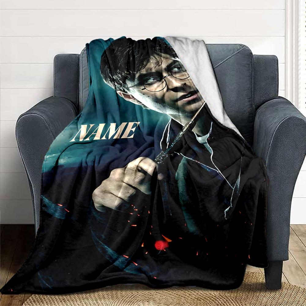 Custom Name Harry Potter Magic Train blanket for Couch & Bed, Plush Cozy Fuzzy Blanket Super Soft & Warm Blankets for Fall and Winter. 0908103