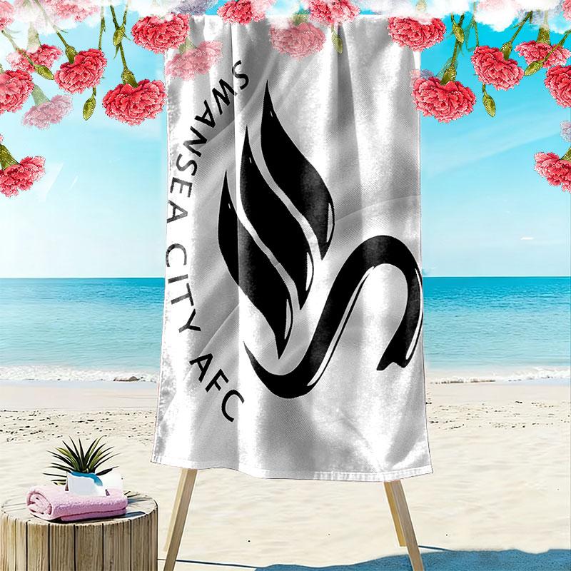 Swansea City logo Print Beach Towel, Large Soft Quick Dry Towel for Beach Camping Swimming
