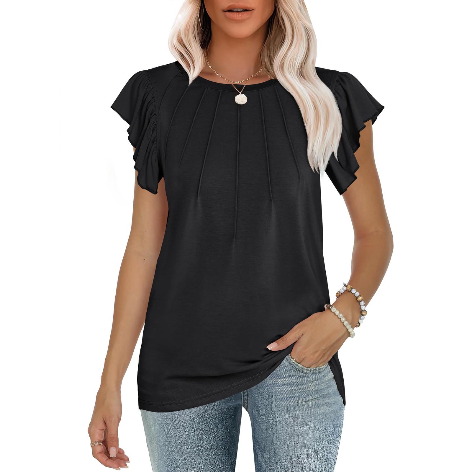 

Женские повседневные свободные рубашки модные топы футболки футболки M чёрный