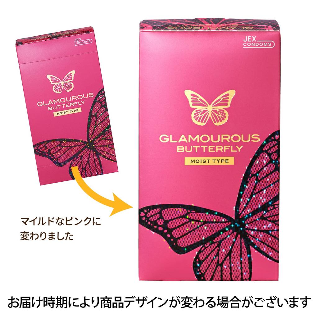 Jex Condoms Glamorous Butterfly Moist Type (12-pack × 3 boxes + 1 free sample)