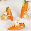 Easter Bunny Figurine Cute Rabbit Holding Carrot Sculpture Handmade Resin Animal Statue for Indoor Outdoor Garden Lawn Yard Balcony Home Table Decor