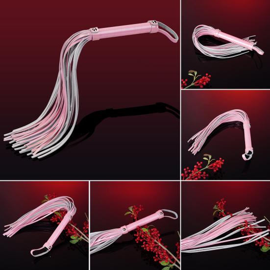Faux Leather Flogger Whip Handmade Whip with Wooden Handle Adult Roleplay Whip Cosplay