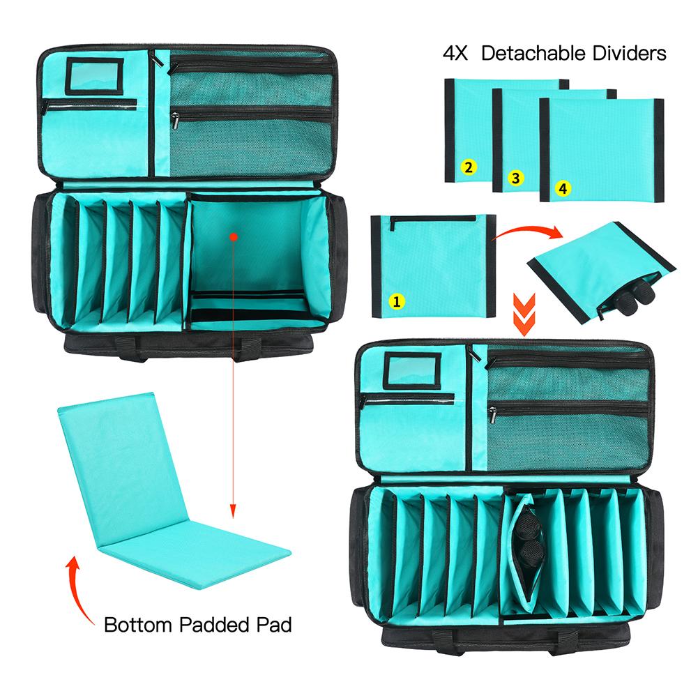 DJ Cable File Bag Large Capacity DJ Bag with 4 Detachable Dividers Travel Musicians Gig Bag for Sound Equipment DJ Gear Musician