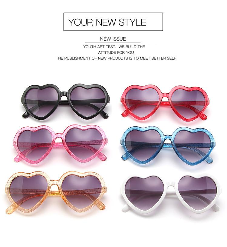 New Cartoon Lovely Sunglasses Heart Shape Frame Flash Crystal Girls Sun Glasses Round Street Beat Eyewear